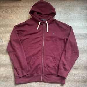 Polo Ralph Lauren Men's  burgundy Full Zip Fleece Hoodie Men's Size XL